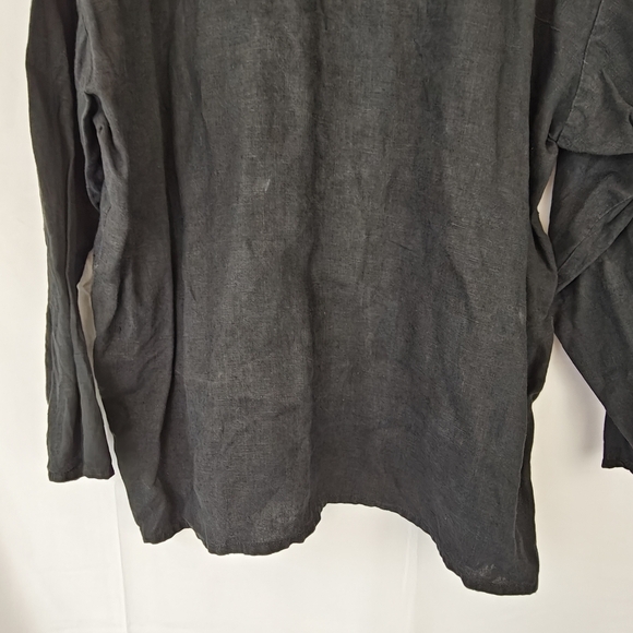 FLAX By Angelheart Vintage Linen Black Long Sleeve T-Shirt Size Large Women's - Picture 11 of 12